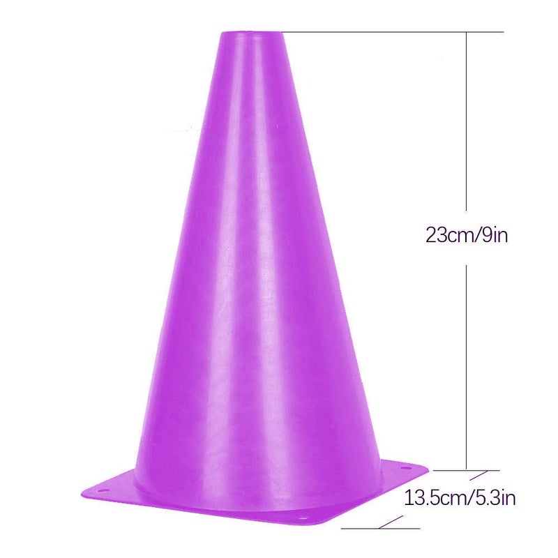 Alyoen 9 inch Traffic Cones, Plastic Sport Cones, Purple Soccer Training Cones for Outdoor Activity & Festive Events (Sets of 10/15/ 20) - Image 2